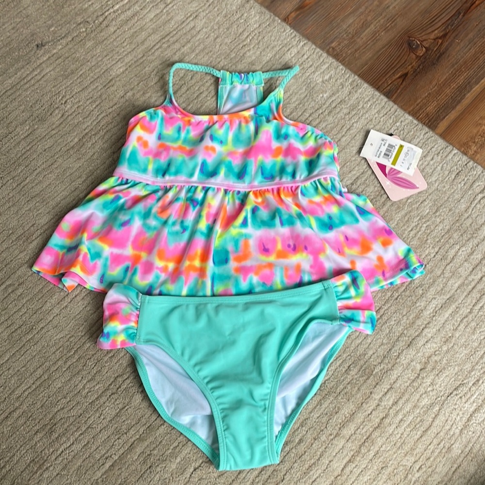 Glitter Beach girls two piece bathing suit, size 14, new